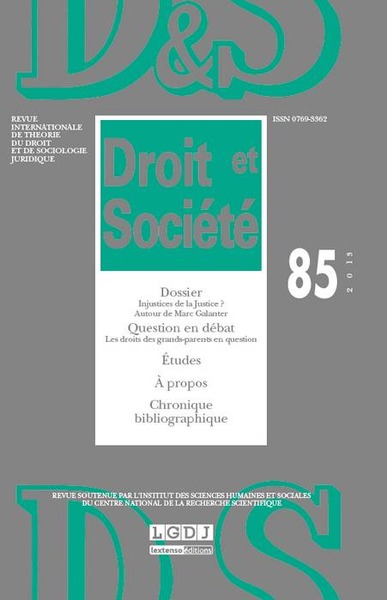 Image de REVUE DROIT ET SOCIETE N 85 - 2013