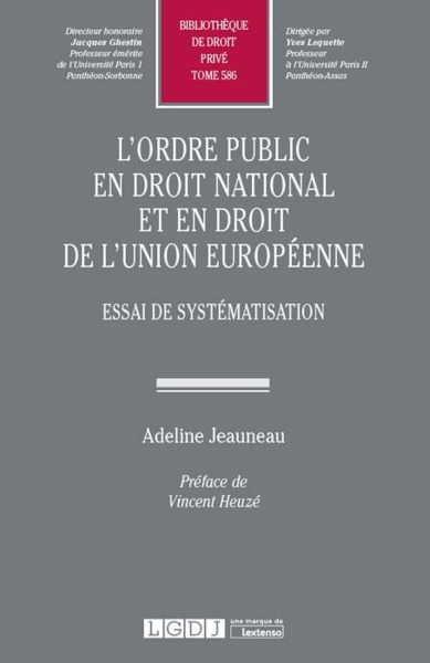Picture of L ORDRE PUBLIC EN DROIT NATIONAL ET EN DROIT DE L UNION EUROPEENNE