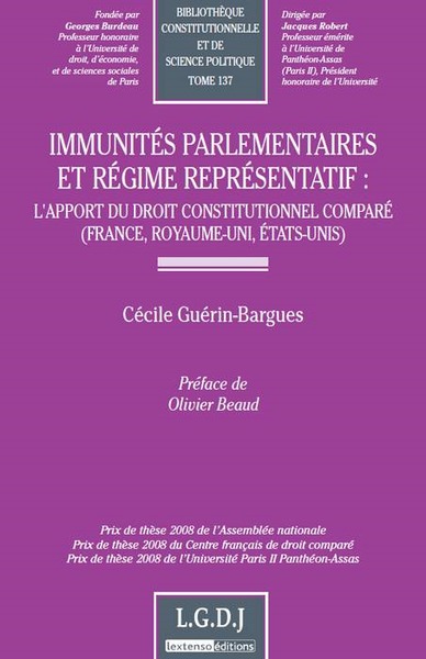 Image de immunités parlementaires et régime représentatif : l'apport du droit constitutio