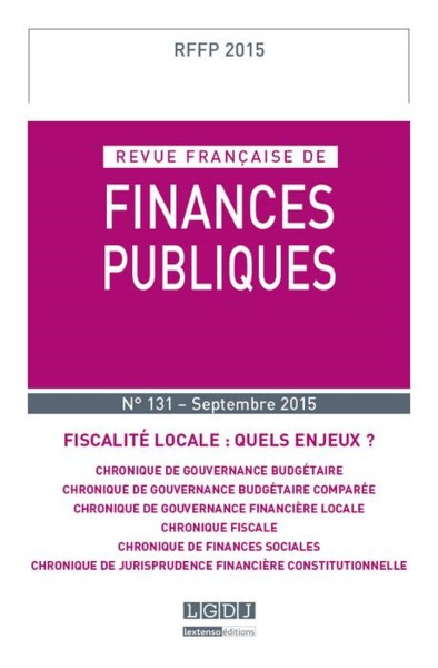 Picture of REVUE FRANÇAISE DE FINANCES PUBLIQUES N 131 2015
