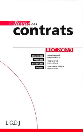 Image de REVUE DES CONTRATS N 3 - 2007