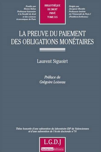 Image de la preuve du paiement des obligations monétaires