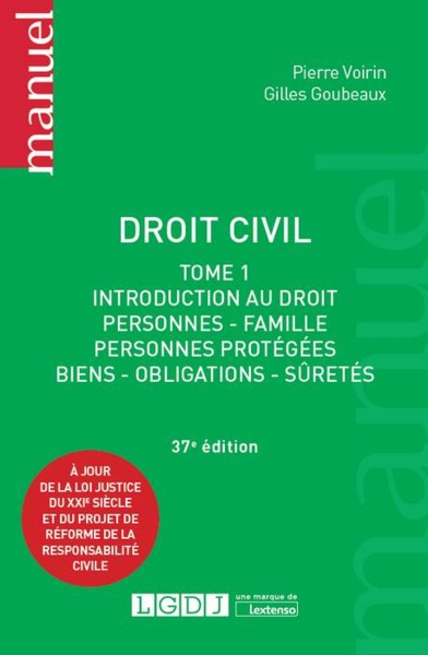 Picture of DROIT CIVIL - TOME 1 37EME EDITION