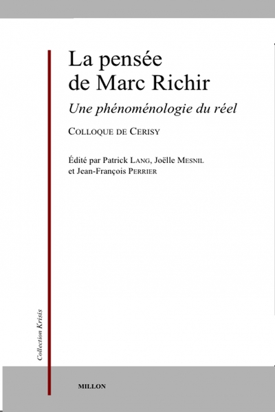 Picture of La pensée de Marc Richir.  Une phénoménologie du réel