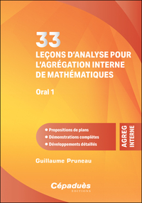 Image de 33 leçons d’analyse pour l’agrégation interne de mathématiques. Oral 1