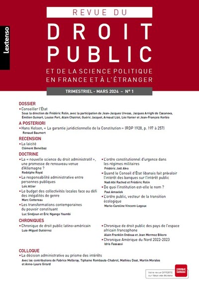 Picture of Revue du droit public et de la science politique en France et à l'étranger N°1-2024