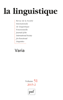 Picture of linguistique 2015, vol. 51 (2)