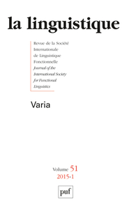 Picture of linguistique 2015, vol. 51 (1)