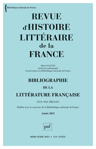 Picture of RHLF 2013, Bibliographie 2012