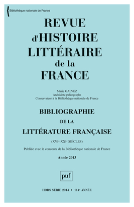 Image de RHLF 2014, Bibliographie 2013