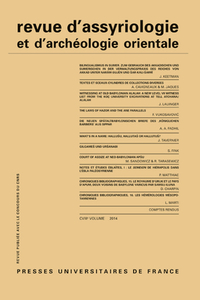 Picture of Rev. d'assyrio. et d'archéo. orient. 2014, vol. 108