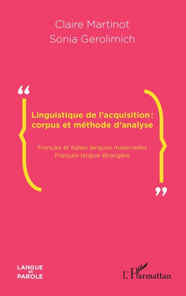 Image de Linguistique de l'acquisition : corpus et méthode d'analyse