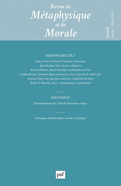 Image de Revue de métaphysique et morale, 2026-1