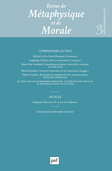 Image de Revue de métaphysique et de morale 2023-3