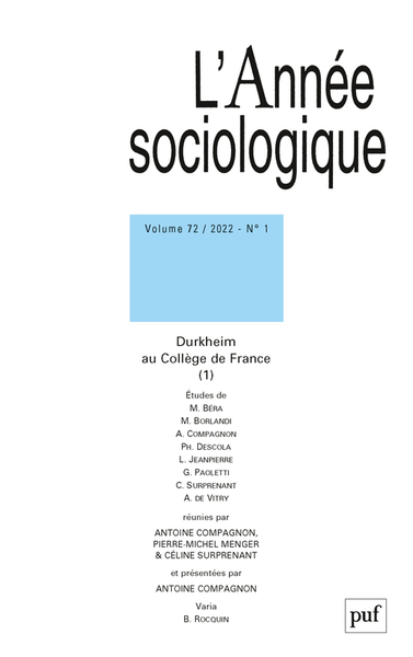Picture of L'Année sociologique 2022-1