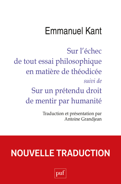 Image de Sur l’échec de tout essai philosophique en matière de théodicée suivi de Sur un prétendu droit de mentir par humanité