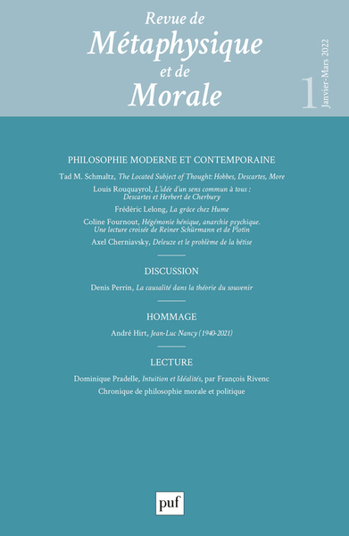 Picture of Revue de métaphysique et de morale 2022-1