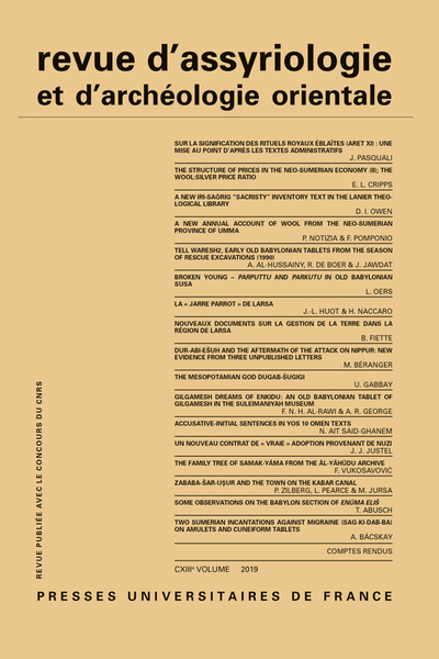 Picture of REVUE D'ASSYRIOLOGIE 2019, VOL.113