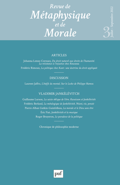 Picture of Revue de métaphysique et de morale 2022-3