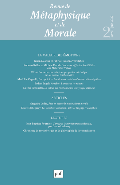 Picture of Revue de métaphysique et de morale 2022-2