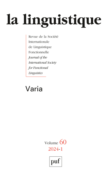 Picture of LA LINGUISTIQUE 2024, VOL. 60(1)