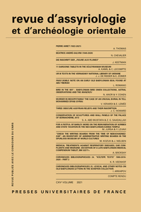 Image de Revue d'assyriologie 2021, vol. 115
