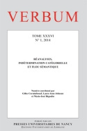 Picture of VERBUM, N 1/2014. REANALYSES, INDETERMINATION CATEGORIELLE ET FLOU SE MANTIQUE