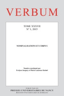 Picture of VERBUM, N 1/2015. NOMINALISATIONS ET CORPUS