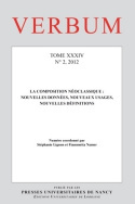 Picture of VERBUM, N 2/2012. TOME XXXIV LA COMPOSITION NEOCLASSIQUE : NOUVELLES