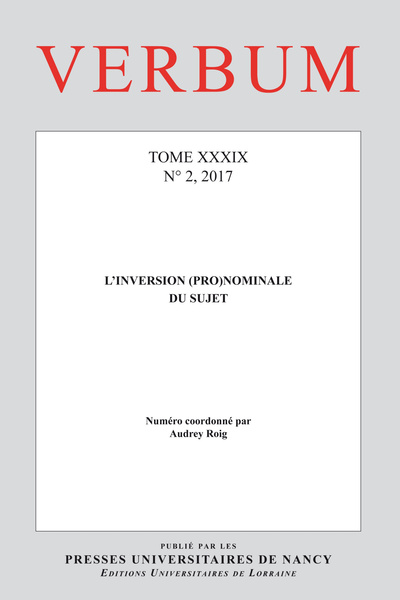 Picture of VERBUM, N 2/2017. L'INVERSION (PRO)NOMINALE DU SUJET