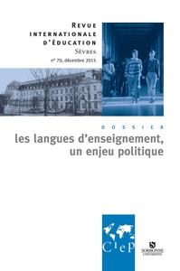 Image de Les langues d'enseignement, un enjeu politique - Revue internationale d'éducation Sèvres 70