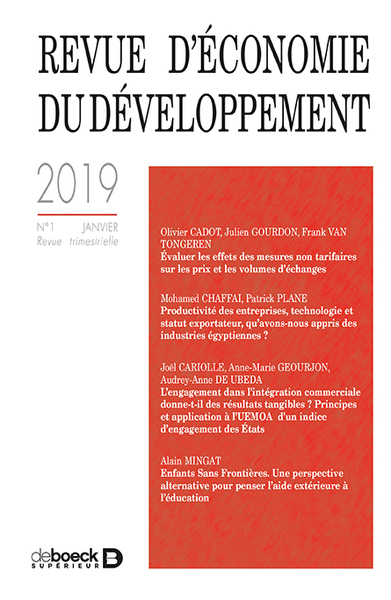 Picture of Revue d'économie du développement 2019/1