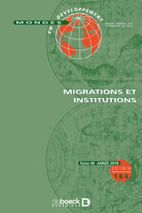 Picture of Mondes en développement 2018/4 - 184 - Migrations et institutions