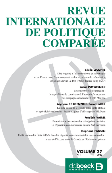 Picture of Revue internationale de politique comparée 2020/1
