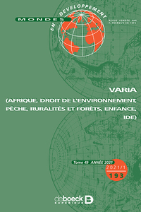 Picture of Mondes en développement 2021/1 - 193 - Varia (Afrique, droit de l'environnement, pêche, ruralités et