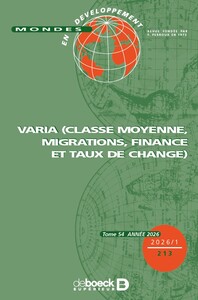 Image de Mondes en développement n° 213 - VARIA (CLASSE MOYENNE,MIGRATIONS, FINANCE ET TAUX DE CHANGE)