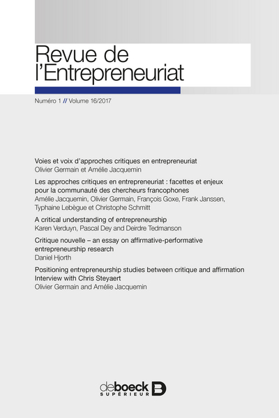Picture of Revue de l'entrepreneuriat 2017/1