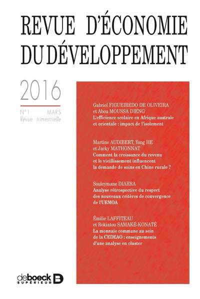 Picture of Revue d'économie du développement 2016/1 (varia)