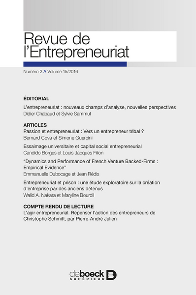 Picture of Revue de l'entrepreneuriat 2016/2 - Varia