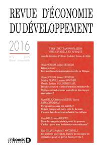 Picture of Revue d'économie du développement 2016/2 - Vers une transformation structurelle en Afrique