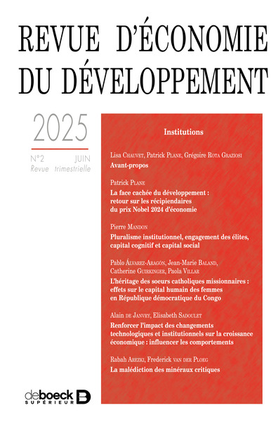 Picture of Revue d'économie du développement 2025, n°2