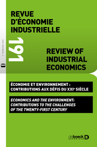 Image de REI n° 191 - Économie et environnement : contributions aux défis du XXIe siècle