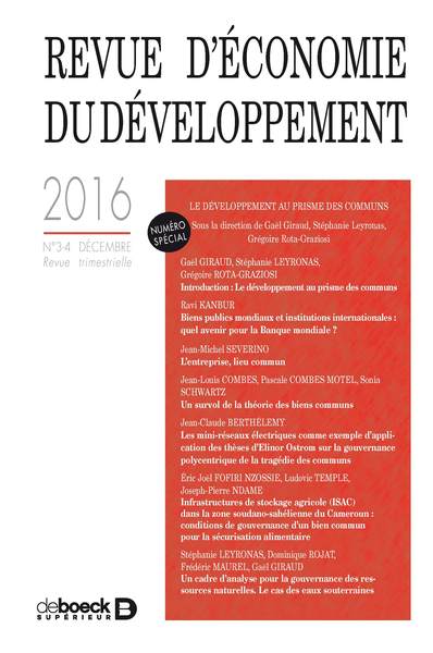 Picture of Revue d'économie du développement 2016/3-4 - « Le développement au prisme des communs » Numéro spéci