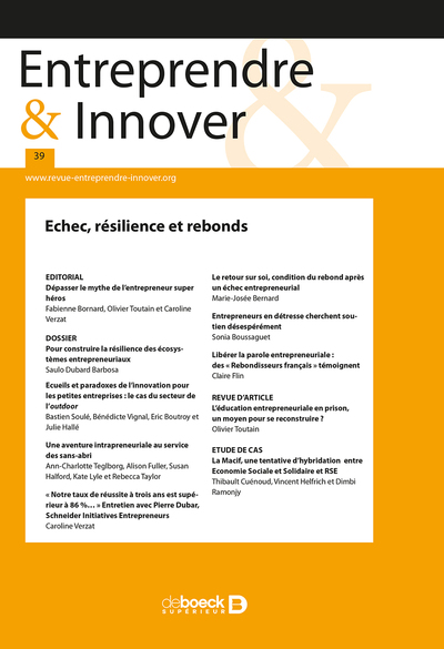 Image de Entreprendre & Innover 2018/4 - 39 - Echec, résilience et rebonds
