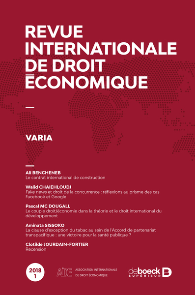 Image de Revue internationale de droit économique 2018/1 - Varia