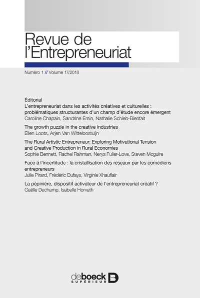 Image de Revue de l'entrepreneuriat 2018/1
