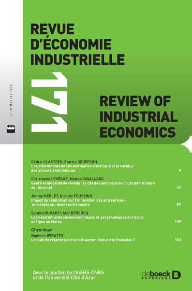 Image de Revue d'économie industrielle 2020/3 - 171 - Varia