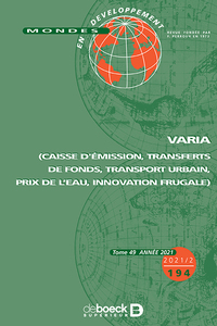 Picture of Mondes en développement 2021/2- 194 - Varia (Caisse d'émission, transferts de fonds, transport urbai