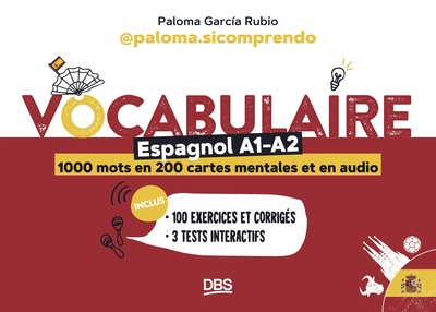 Image de Vocabulaire espagnol A1-A2 en 1000 mots, 200 cartes mentales et en audio avec @paloma.sicomprendo