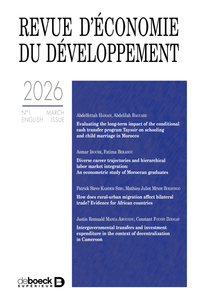 Picture of Revue d'économie du développement 2026, n°1 - Varia